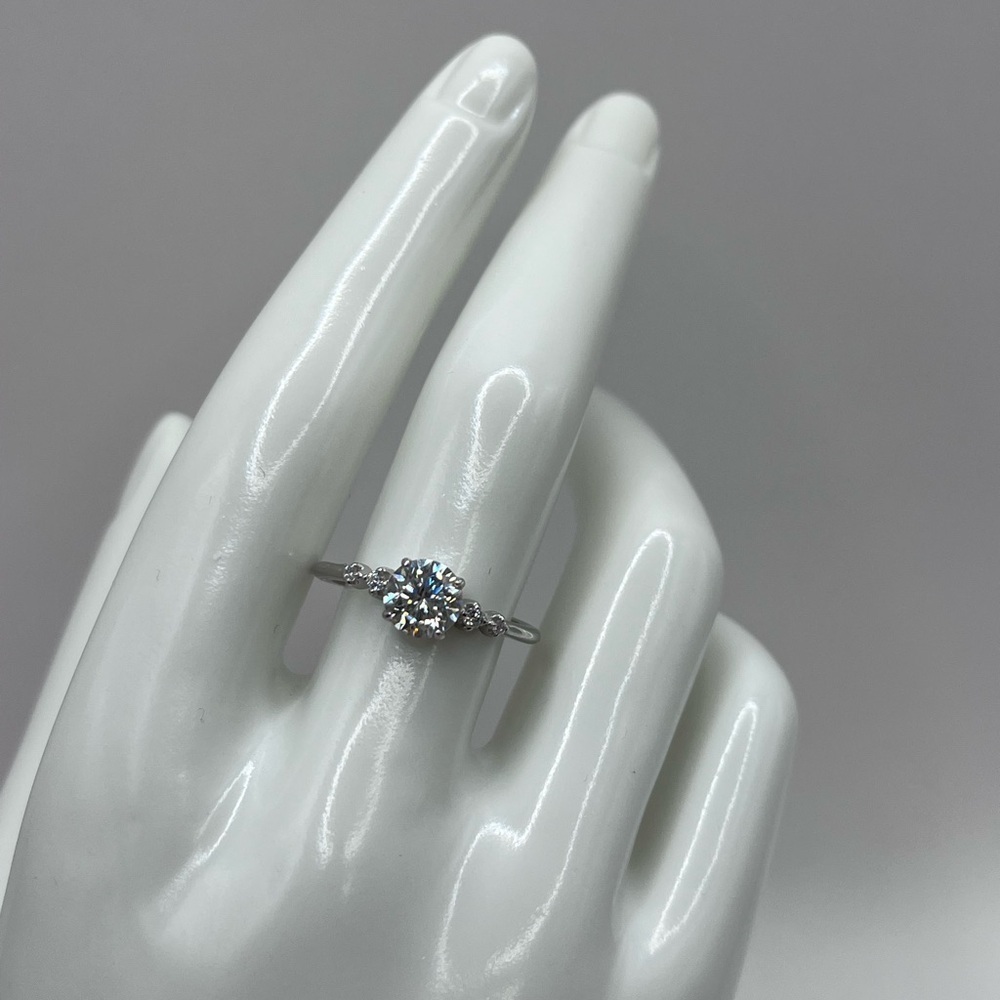 Moissanite Round Brilliant Sterling Silver Ring - Picture 3 of 6